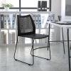 Flash Furniture HERCULES Series 661 lb. Capacity Black Stack Chair with Air-Vent Back and Black Powder Coated Sled Base(Navy)