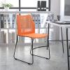 Flash Furniture HERCULES Series 661 lb. Capacity Black Stack Chair with Air-Vent Back and Black Powder Coated Sled Base(Orange)