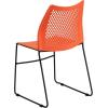 Flash Furniture HERCULES Series 661 lb. Capacity Black Stack Chair with Air-Vent Back and Black Powder Coated Sled Base(Orange)