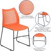 Flash Furniture HERCULES Series 661 lb. Capacity Black Stack Chair with Air-Vent Back and Black Powder Coated Sled Base(Orange)