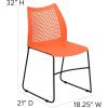 Flash Furniture HERCULES Series 661 lb. Capacity Black Stack Chair with Air-Vent Back and Black Powder Coated Sled Base(Orange)