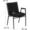 Flash Furniture HERCULES Series Heavy Duty Black Vinyl Stack Chair with Arms and Ganging Bracket(Black Patterned Fabric)