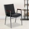 Flash Furniture HERCULES Series Heavy Duty Black Vinyl Stack Chair with Arms and Ganging Bracket(Black Vinyl)