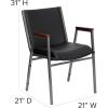 Flash Furniture HERCULES Series Heavy Duty Black Vinyl Stack Chair with Arms and Ganging Bracket(Black Vinyl)