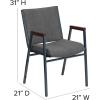 Flash Furniture HERCULES Series Heavy Duty Black Vinyl Stack Chair with Arms and Ganging Bracket(Gray Fabric)