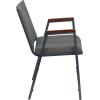 Flash Furniture HERCULES Series Heavy Duty Black Vinyl Stack Chair with Arms and Ganging Bracket(Gray Fabric)