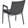 Flash Furniture HERCULES Series Heavy Duty Black Vinyl Stack Chair with Arms and Ganging Bracket(Gray Fabric)