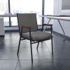 Flash Furniture HERCULES Series Heavy Duty Black Vinyl Stack Chair with Arms and Ganging Bracket(Gray Fabric)