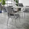 Flash Furniture HERCULES Series Heavy Duty Black Vinyl Stack Chair with Arms and Ganging Bracket(Gray Vinyl)
