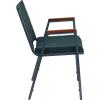 Flash Furniture HERCULES Series Heavy Duty Black Vinyl Stack Chair with Arms and Ganging Bracket(Green Patterned Fabric)