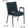 Flash Furniture HERCULES Series Heavy Duty Black Vinyl Stack Chair with Arms and Ganging Bracket(Green Patterned Fabric)