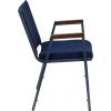 Flash Furniture HERCULES Series Heavy Duty Black Vinyl Stack Chair with Arms and Ganging Bracket(Navy Patterned Fabric)