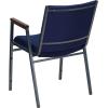 Flash Furniture HERCULES Series Heavy Duty Black Vinyl Stack Chair with Arms and Ganging Bracket(Navy Patterned Fabric)
