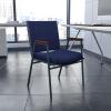 Flash Furniture HERCULES Series Heavy Duty Black Vinyl Stack Chair with Arms and Ganging Bracket(Navy Patterned Fabric)