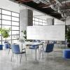 Flash Furniture HERCULES Series Heavy Duty Black Vinyl Stack Chair with Arms and Ganging Bracket(Navy Vinyl)