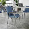 Flash Furniture HERCULES Series Heavy Duty Black Vinyl Stack Chair with Arms and Ganging Bracket(Navy Vinyl)