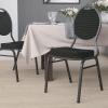 Flash Furniture HERCULES Series Teardrop Back Stacking Banquet Chair in Black Patterned Fabric – Silver Vein Frame(Black Patterned Fabric/Silver Vein Frame)
