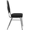 Flash Furniture HERCULES Series Teardrop Back Stacking Banquet Chair in Black Patterned Fabric – Silver Vein Frame(Black Patterned Fabric/Silver Vein Frame)