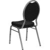 Flash Furniture HERCULES Series Teardrop Back Stacking Banquet Chair in Black Patterned Fabric – Silver Vein Frame(Black Patterned Fabric/Silver Vein Frame)
