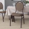 Flash Furniture HERCULES Series Teardrop Back Stacking Banquet Chair in Black Patterned Fabric – Silver Vein Frame(Brown Patterned Fabric/Copper Vein Frame)
