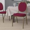 Flash Furniture HERCULES Series Teardrop Back Stacking Banquet Chair in Black Patterned Fabric – Silver Vein Frame(Burgundy Patterned Fabric/Gold frame)