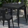Flash Furniture Helvey Commercial 5 Piece Table and Chairs Set – 4 Black Metal Chairs with Poly Resin Seats – Black 31.5″ Square Table with Poly Resin Top(5-Piece Set)