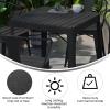 Flash Furniture Helvey Commercial 5 Piece Table and Chairs Set – 4 Black Metal Chairs with Poly Resin Seats – Black 31.5″ Square Table with Poly Resin Top(5-Piece Set)