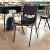 Flash Furniture Hercules Flex Comfort Classroom Stack Chair, Heavy-Duty Construction, Ergonomic Flex Back, Powder-Coated Steel Frame, Fixed Floor Glides, Black(Black)