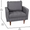 Flash Furniture Hudson Commercial Mid-Century Modern Chair – Dark Gray Faux Linen Upholstery – Buttonless Tufted Seat – Solid Wood Legs(Dark Gray)