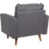 Flash Furniture Hudson Commercial Mid-Century Modern Chair – Dark Gray Faux Linen Upholstery – Buttonless Tufted Seat – Solid Wood Legs(Dark Gray)