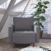 Flash Furniture Hudson Commercial Mid-Century Modern Chair – Dark Gray Faux Linen Upholstery – Buttonless Tufted Seat – Solid Wood Legs(Dark Gray)