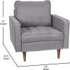 Flash Furniture Hudson Commercial Mid-Century Modern Chair – Dark Gray Faux Linen Upholstery – Buttonless Tufted Seat – Solid Wood Legs(Slate Gray)