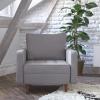 Flash Furniture Hudson Commercial Mid-Century Modern Chair – Dark Gray Faux Linen Upholstery – Buttonless Tufted Seat – Solid Wood Legs(Slate Gray)