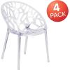 Flash Furniture Jonah 4 Pack Specter Series Transparent Stacking Side Chair(Set of 4)