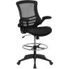 Flash Furniture Kelista Mid-Back Black Mesh Ergonomic Drafting Chair & Waylon Set of 5 Transparent Polyurethane Replacement Wheels for Gaming, Business, and Home Office Chairs(Black Mesh)