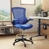 Flash Furniture Kelista Mid-Back Black Mesh Ergonomic Drafting Chair & Waylon Set of 5 Transparent Polyurethane Replacement Wheels for Gaming, Business, and Home Office Chairs(Blue Mesh)