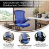 Flash Furniture Kelista Mid-Back Black Mesh Ergonomic Drafting Chair & Waylon Set of 5 Transparent Polyurethane Replacement Wheels for Gaming, Business, and Home Office Chairs(Blue Mesh)