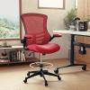 Flash Furniture Kelista Mid-Back Black Mesh Ergonomic Drafting Chair & Waylon Set of 5 Transparent Polyurethane Replacement Wheels for Gaming, Business, and Home Office Chairs(Red Mesh)