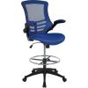 Flash Furniture Kelista Mid-Back Black Mesh Ergonomic Drafting Chair & Waylon Set of 5 Transparent Polyurethane Replacement Wheels for Gaming, Business, and Home Office Chairs(Blue Mesh)