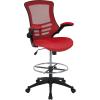 Flash Furniture Kelista Mid-Back Black Mesh Ergonomic Drafting Chair & Waylon Set of 5 Transparent Polyurethane Replacement Wheels for Gaming, Business, and Home Office Chairs(Red Mesh)