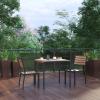 Flash Furniture Lark 3 Piece Patio Table Set – Synthetic Teak Poly Slats – 35″ Square Steel Framed Table with 2 Faux Teak Chairs(Teak)