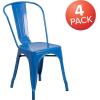 Flash Furniture Luke Commercial Grade 4 Pack Blue Metal Indoor-Outdoor Stackable Chair