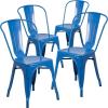 Flash Furniture Luke Commercial Grade 4 Pack Blue Metal Indoor-Outdoor Stackable Chair
