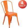 Flash Furniture Luke Commercial Grade 4 Pack Orange Metal Indoor-Outdoor Stackable Chair
