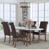Flash Furniture Set of 4 Hercules Series Brown LeatherSoft Parsons Chairs with Rolled Back, Accent Nail Trim and Walnut Finish