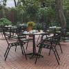 Flash Furniture TLH-ALUM-28SQ-017BK4-GG Lila 27.5” Square Aluminum Indoor-Outdoor Table Set with 4 Slat Back Chairs, Black(Black)