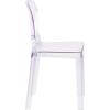 Flash Furniture Theo Ghost Chair with Tear Back in Transparent Crystal(Set of 4)