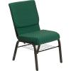 Flash Furniture 4 Pack HERCULES Series 18.5”W Church Chair in Black Fabric with Book Rack – Silver Vein Frame(Green Patterned Fabric/Gold Vein Frame)