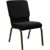 Flash Furniture 4 Pack HERCULES Series 18.5”W Stacking Church Chair in Black Fabric – Silver Vein Frame(Black Dot Patterned Fabric/Gold Vein Frame)