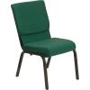 Flash Furniture 4 Pack HERCULES Series 18.5”W Stacking Church Chair in Black Fabric – Silver Vein Frame(Green Patterned Fabric/Gold Vein Frame)